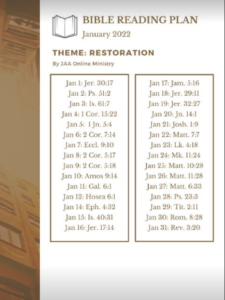 Bible Study Plan for January 2022